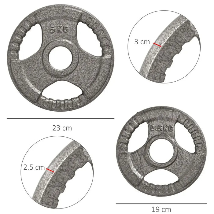 Olympic Weight Plates Set - 2 x 5kg, 2 x 2.5kg - High Quality Steel for Strength Training