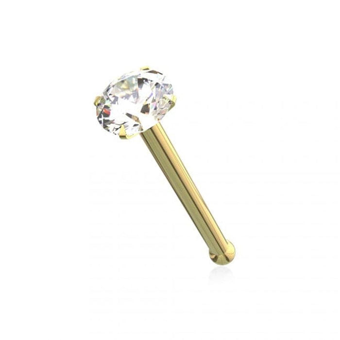 14ct Solid Gold Colourful Crystal Jewelled Ball End Nose Pin