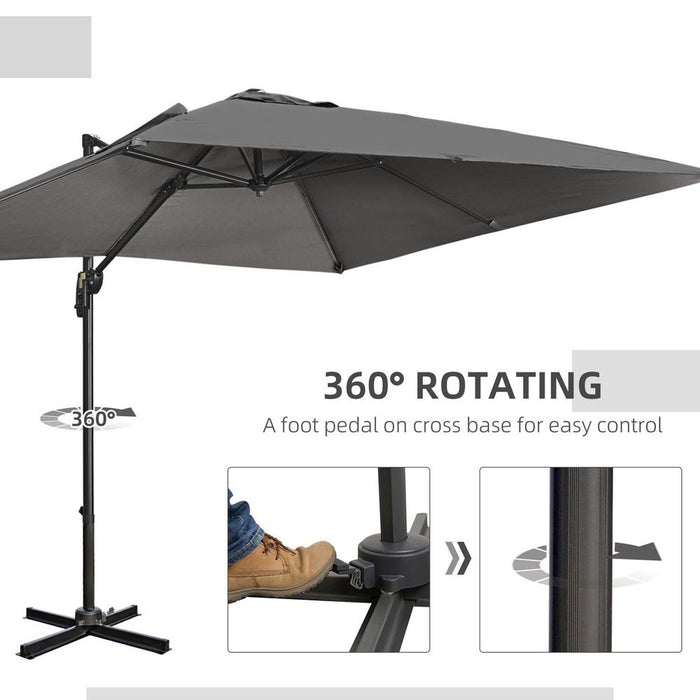 Premium 2.7 x 2.7 m Cantilever Parasol Umbrella | Dark Grey | Strong & Easy to Use