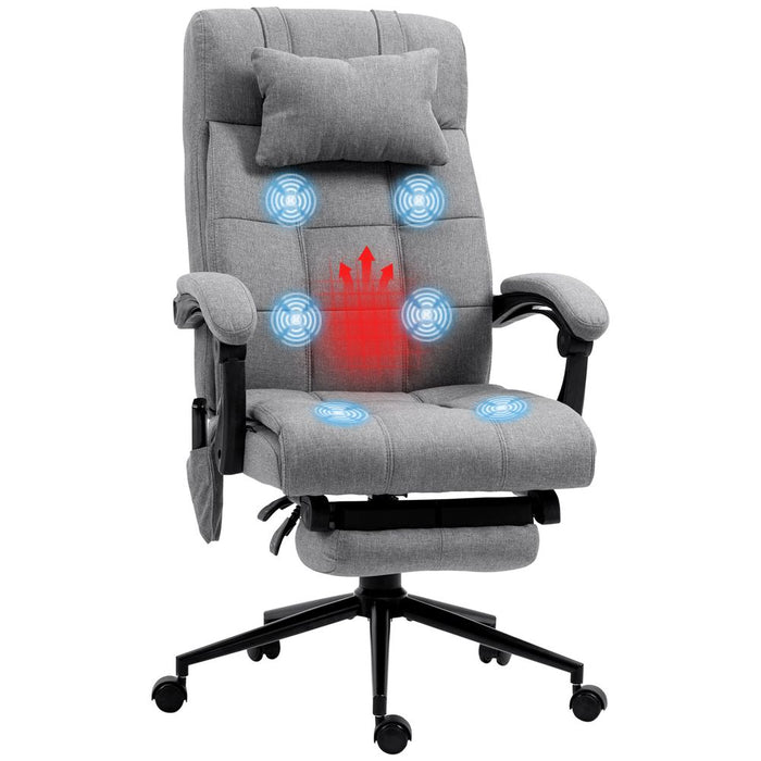 Vinsetto Fabric Vibration Massage Office Chair with Heat, Head Pillow, Grey