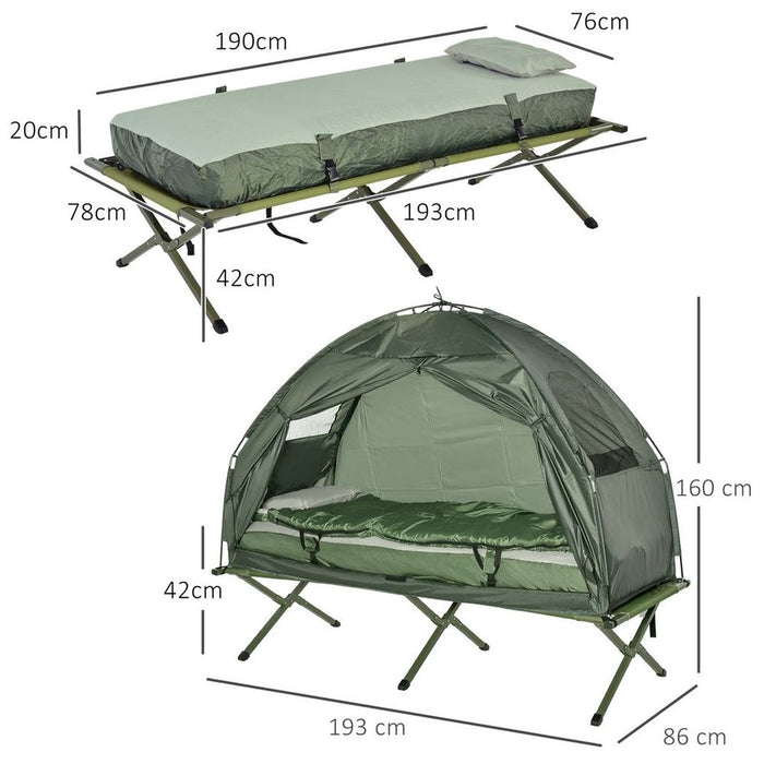 Compact 4-in-1 Outdoor Camping Tent with Cot, Sleeping Bag - Perfect for Hiking and Camping