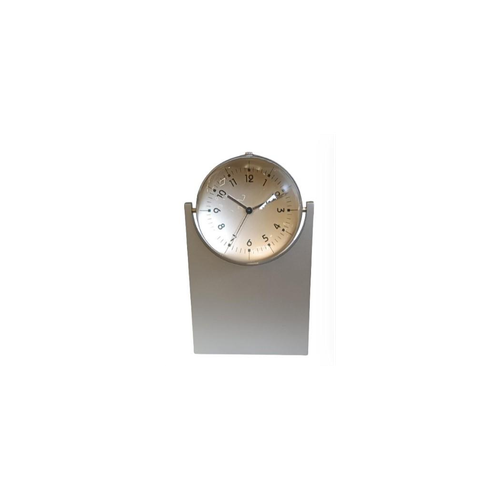 Miniature Clock Globe with Display Photo or Logo Silvertone Plated Solid Brass IMP422 - CLEARANCE NEEDS RE-BATTERY