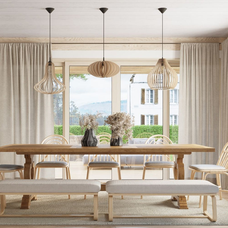 Elza Pendant Lamp: Scandinavian Design, Wood Construction, E27 Socket