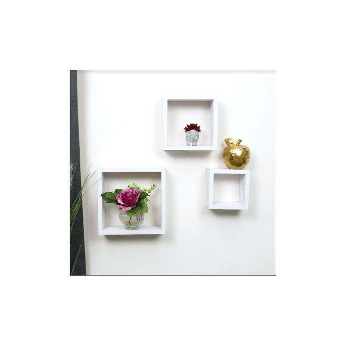 Stylish Set of 3 Cube White Floating Wall Shelf - Best Quality, Expert Craftsmanship