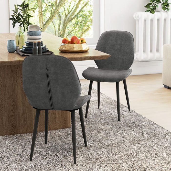 Stylish HOMCOM Grey Dining Chairs Set-2 with Metal Legs for Kitchen | Best Quality, Comfort & Support