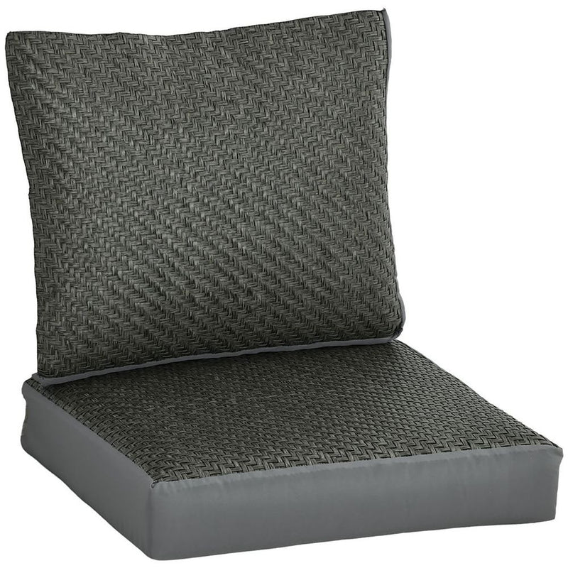 Enhance Outdoor Seating: Outsunny Set of 2 Seat Cushions with PE Rattan Cover - Grey