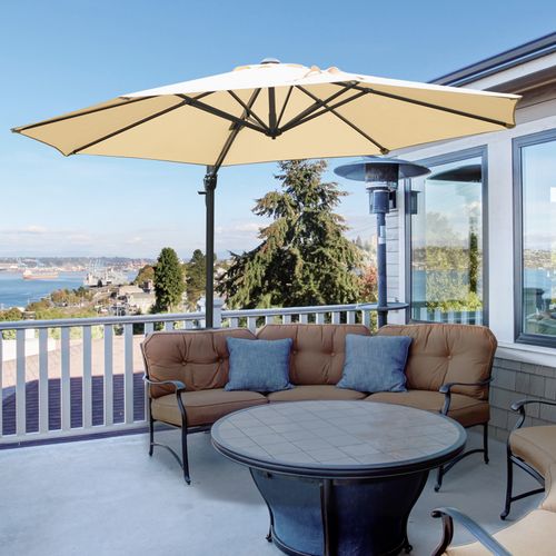 Outsunny Umbrella Parasol W/360 Rotation and Cross Base-Beige