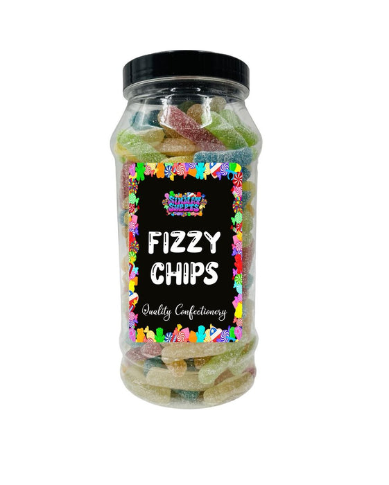 Fizzy Chips Fizzies Retro Sweets Gift Jar | Best Quality | Fast Shipping | Perfect Gift for All | 665g of Delight