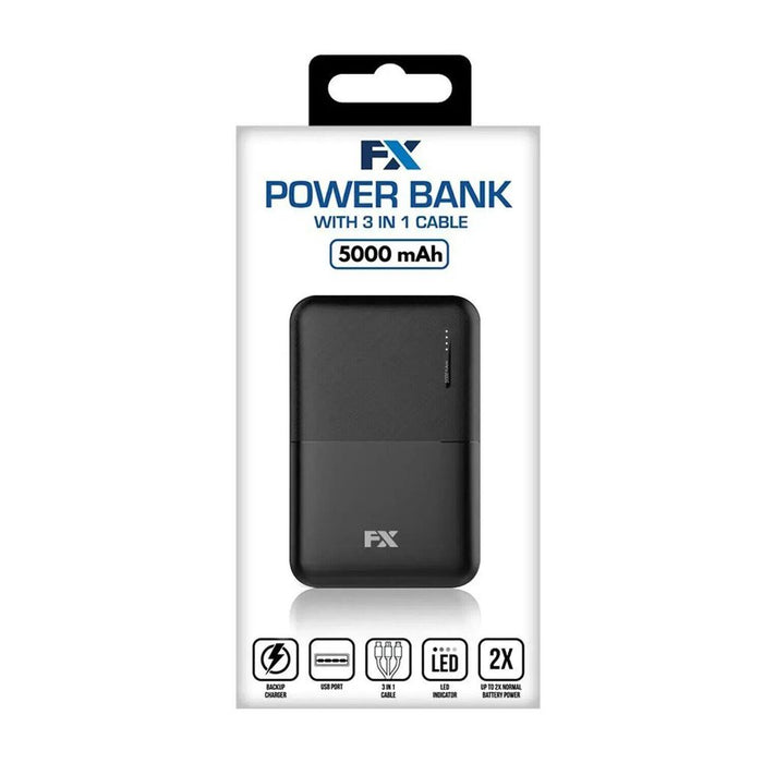 FX Power Bank 5000mAh w/ Type C Input - Mint | Charge smartphones on the go | USB output | Long standby | Compatible w/ most devices