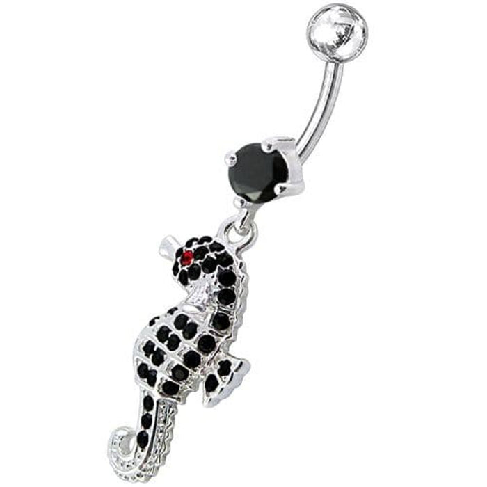 Jeweled Sea Horse Dangling Belly Ring