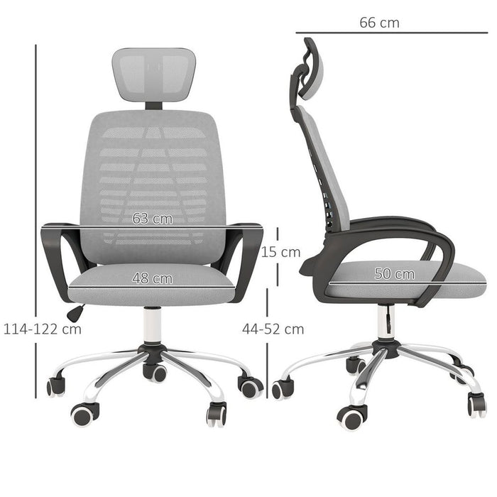 Premium Vinsetto Mesh Office Chair - Comfortable, Rotatable Headrest - Grey