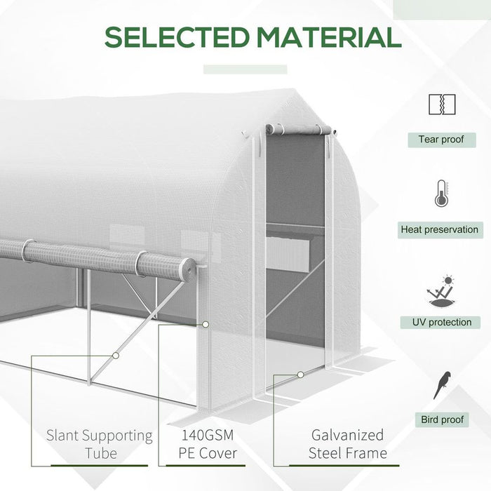 Premium 3x2m Polytunnel Greenhouse: Roll Up Sidewalls, Mesh Door, Plant Labels - Enhance Your Gardening Experience!