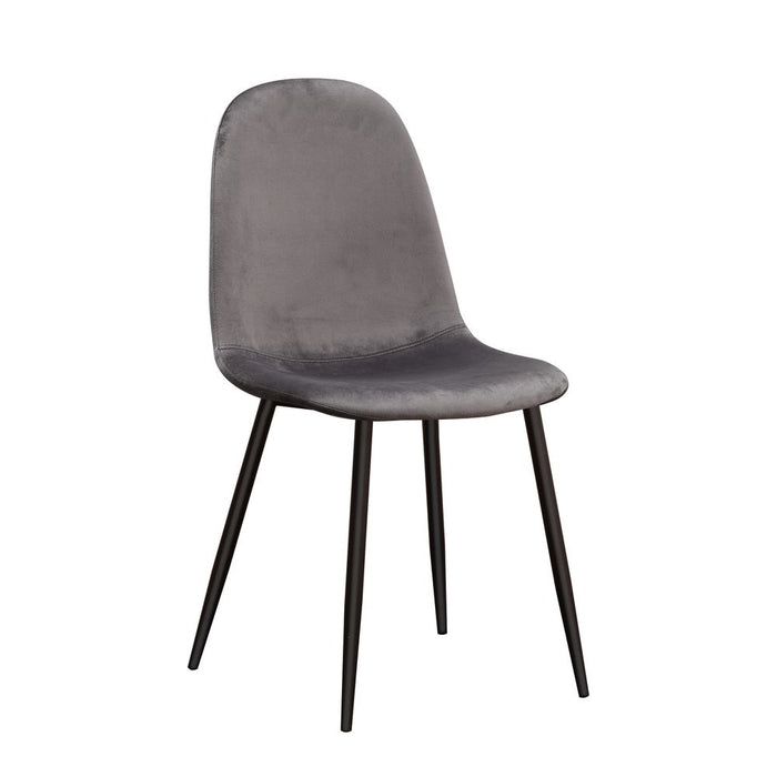 Premium Velvet Grey Chair with Stylish Black Metal Legs