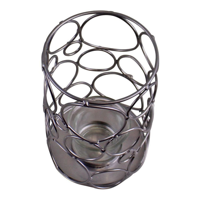 Stylish Silver Metal Abstract Candle Holder - Perfect for Any Home Decor