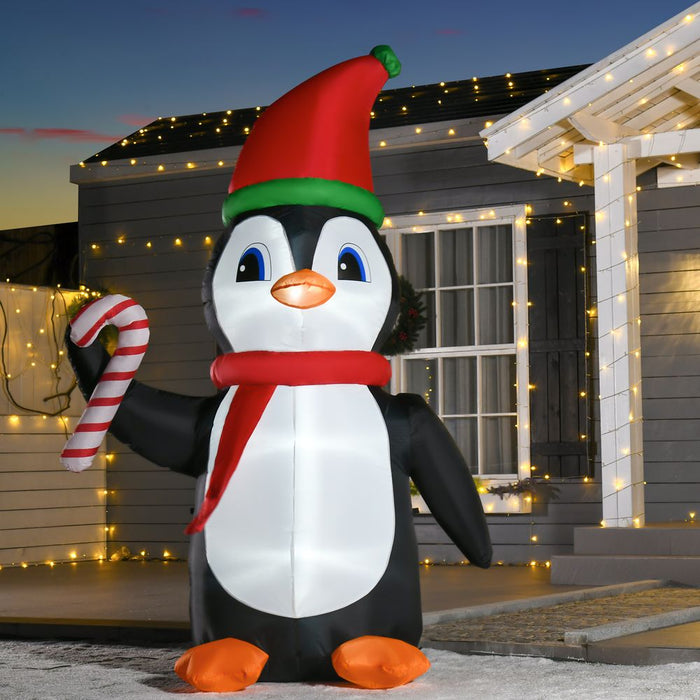 8ft Inflatable Christmas Penguin Holding Candy Cane Blow Up Outdoor Deco LED