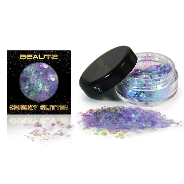 Beautz Chunky Glitter - 5 Varieties, 10ml pot, 5g, Cosmetic Glitter - Unicorn