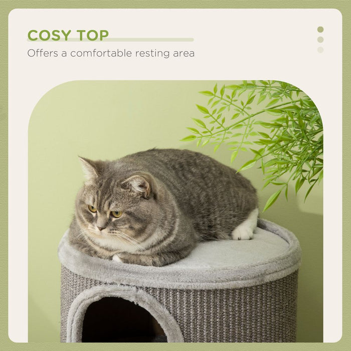 Premium Cat Barrel Kitten Tree Tower - Sisal-Covered, Cozy Platform - Ideal for Indoor Cats