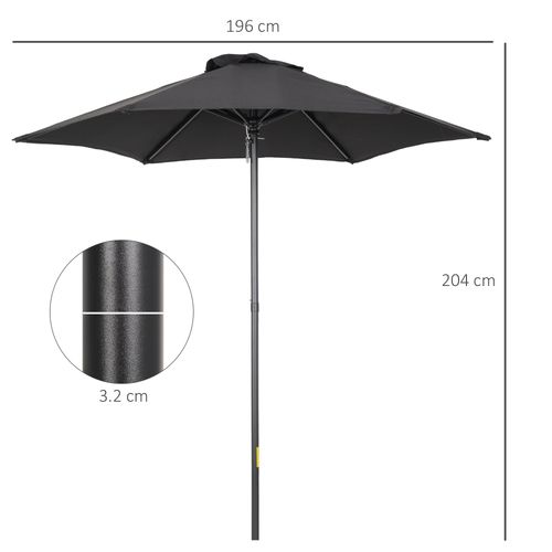 1.96m Parasol Patio Umbrella, Black