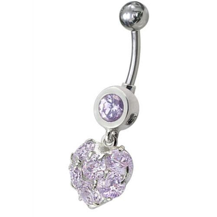 Fancy  Heart Dangling Belly Ring