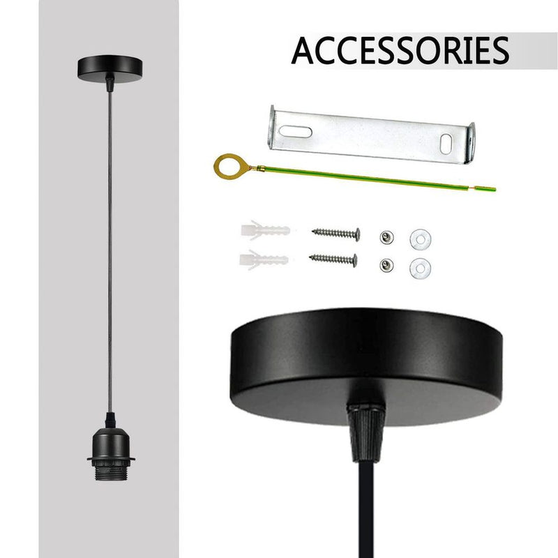 5 Pack Industrial Grey Pendant Light, Lampshade Addable E27 Lamp Holder Light,