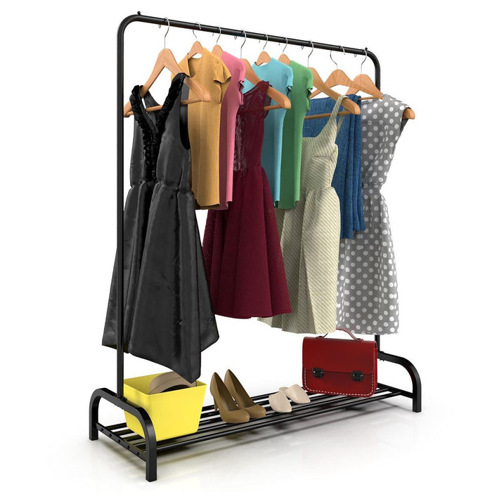 VINSANI BLACK CLOTHES RAIL & SHOE RACK - Keep Your Home Organized & Stylish - Durable & Easy to Assemble - High-Quality & Multifunctional