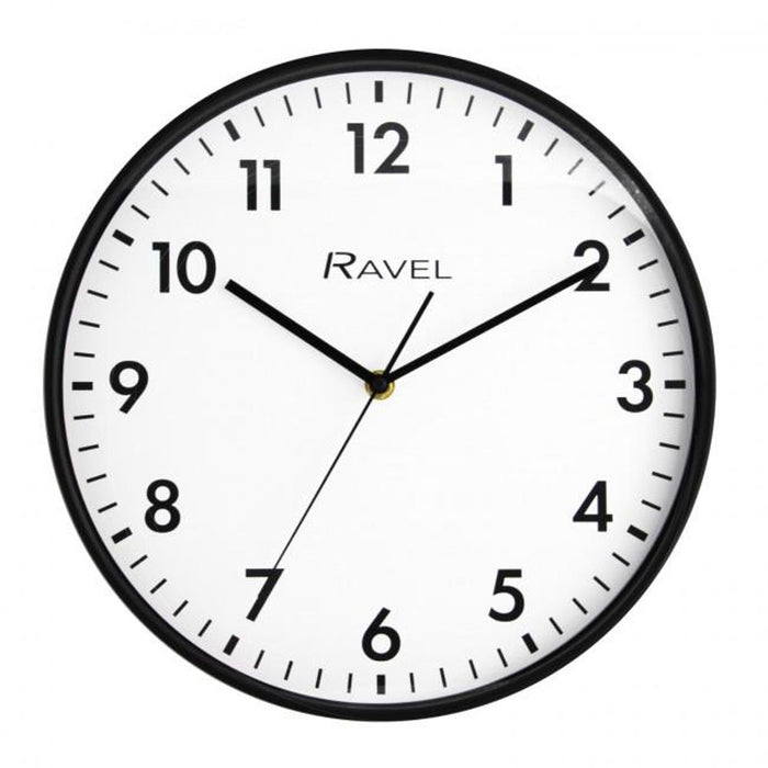 Modern 30cm White Dial Black Wall Clock - Silent Sweep Second Hand - Quality Quartz Movement - Ideal for Kitchen and Office