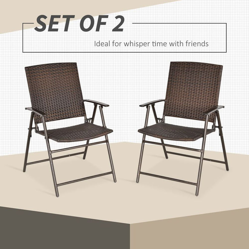 Outsunny Foldable Rattan Chairs - Weather-Resistant Garden Furniture