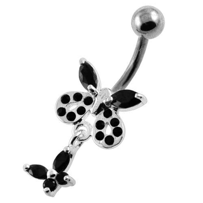 Jeweled Tiny Butterfly Belly Button Piercing