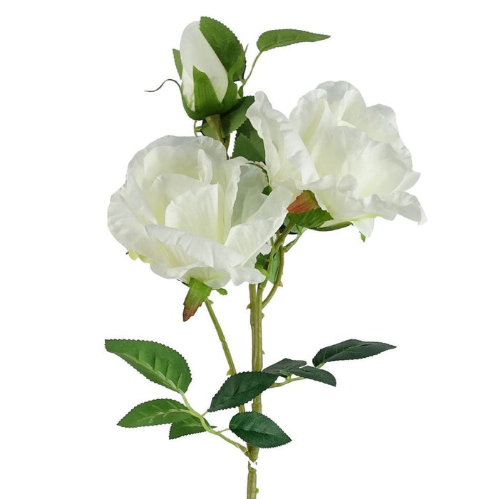 Pack of 6 x 80cm Artificial White Rose Stem - 18 flowers