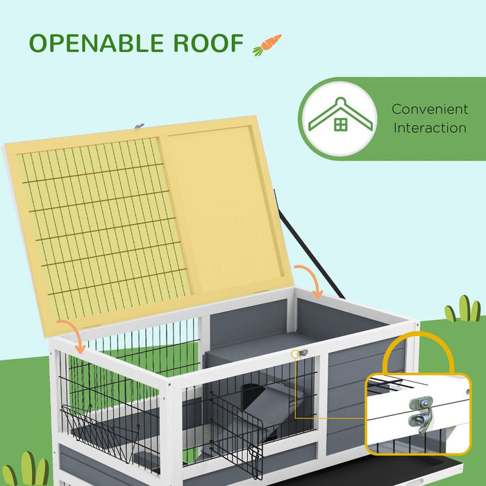 Premium PawHut Double Deckers Rabbit Hutch: Spacious, Slide-Out Trays, Feeding Trough