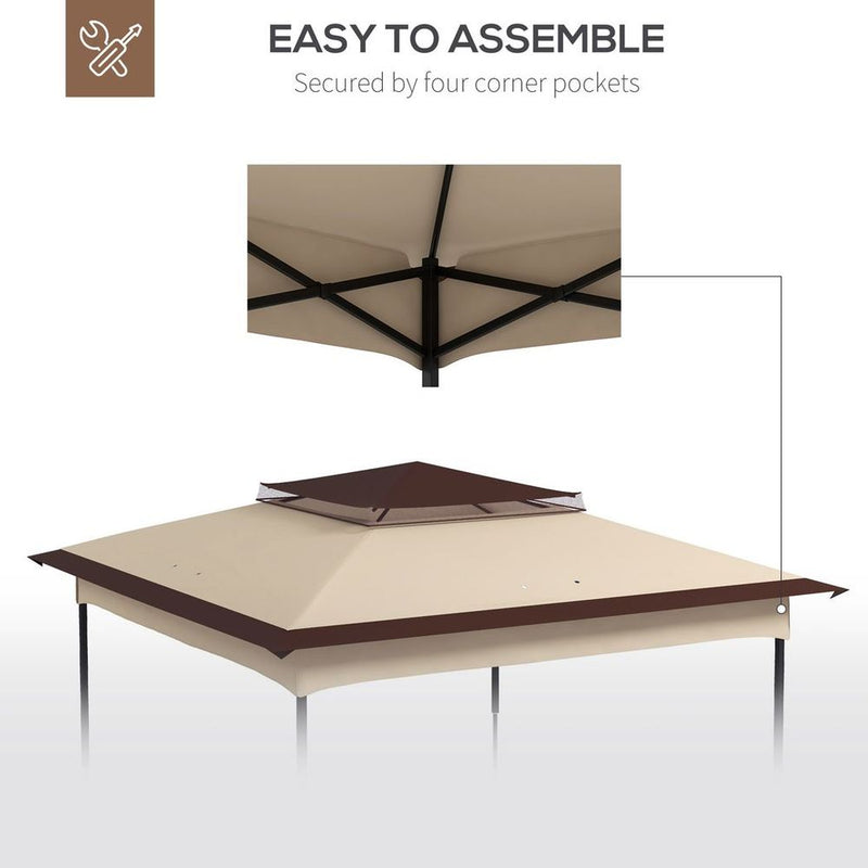 Premium Outsunny Gazebo Cover - 3.25mx3.25m, 2-Tier, 30+ UV Protection, Beige