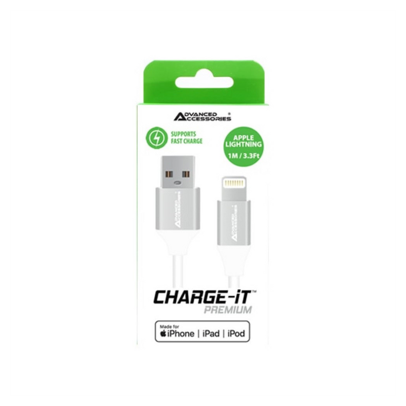AA CHARGE-IT MFi Premium Lightning Cables - Fast Charge & Sync for Apple - 1m - White