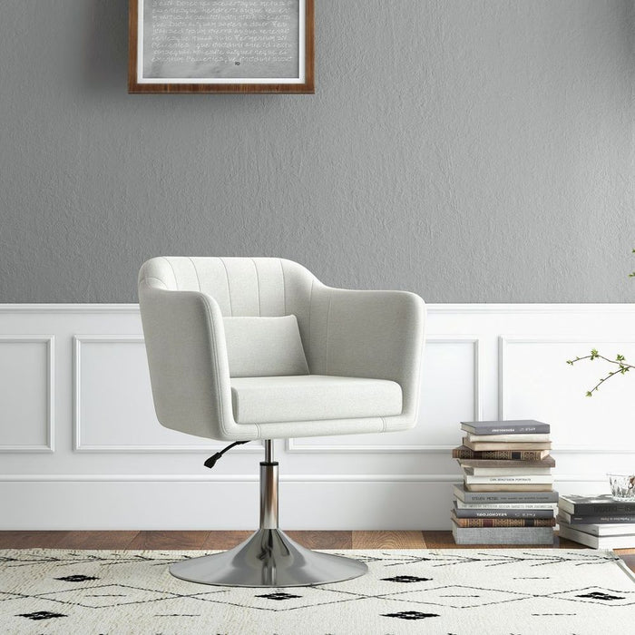 HOMCOM Retro Linen Swivel Chair | Steel Frame | Cushion Seat | Cream White