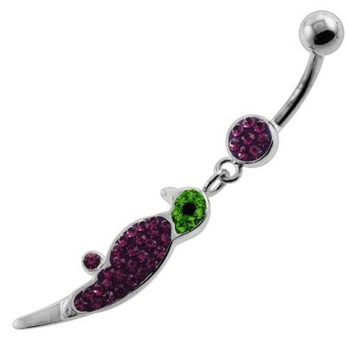 Dangling Multi Jeweled Parrot Navel Belly Button Piercing