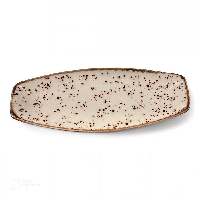 Porcelain Platter Aegean Reactive Cream 28 cm