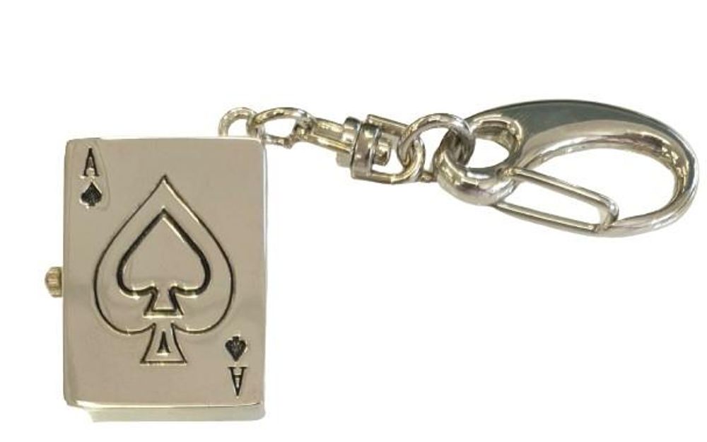 Premium Silver Key Chain Clock - Ace of Spades Design - High Quality - Limited Stock