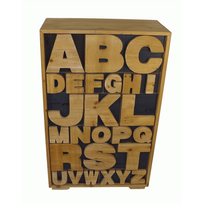 Modern Alphabet Cabinet - 54 x 26 x 89cm - Stylish Storage Solution - Geko Products - Firwood