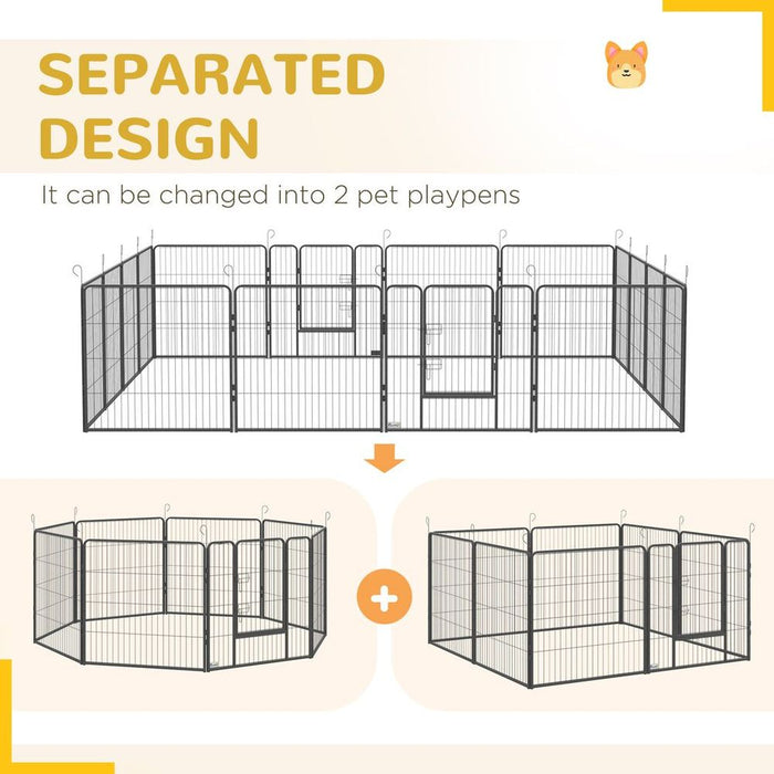 16 Panel Puppy Play Pen for Small & Medium Dogs | Heavy Duty & Spacious | 80Hcm