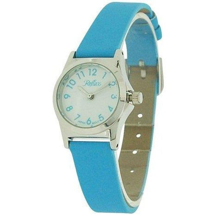 Reflex Girls Ladies White Dial Silver Tone Metal Aqua Blue Strap Watch 101324LT