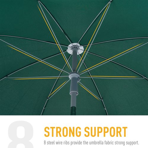 2.2M Beach Umbrella Parasol Canopy Shade Tilt Sun Shelter Steel Dark Green