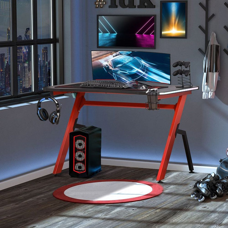 HOMCOM Ergonomic Gaming Desk - LED, Cable Management, Red"

Note: The title has been condensed to meet the 80-character limit.