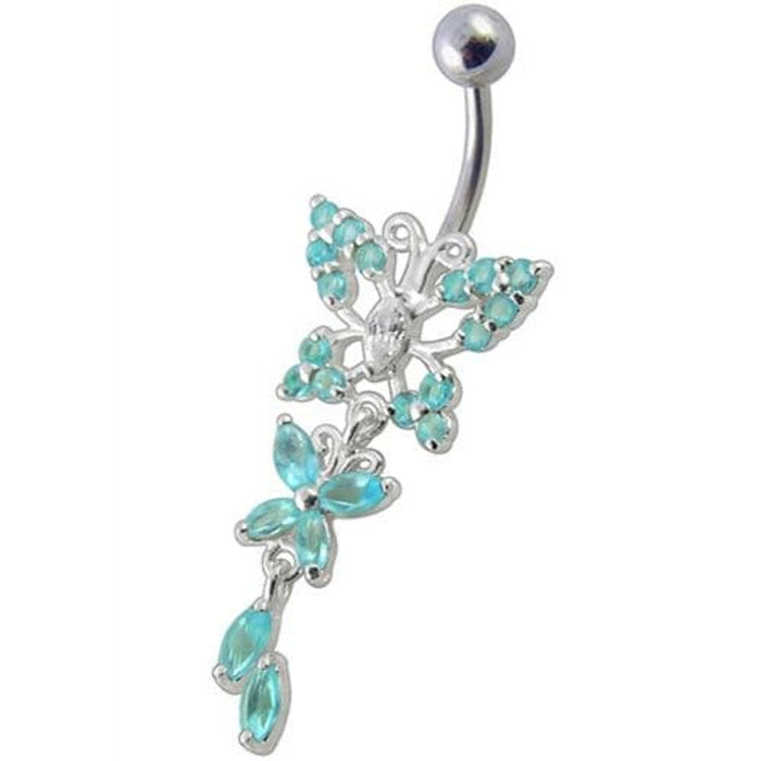 Fancy Jeweled Butterfly Dangling Navel Ring