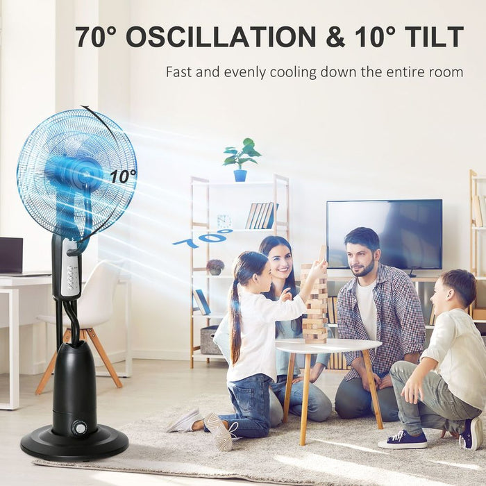 Premium Cooling Stand Fan - Water Mist, 2.8L Tank, Oscillation, High Quality