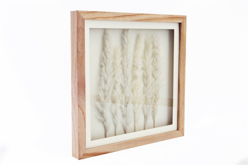 Delicate White Pampas Square Frame 31cm