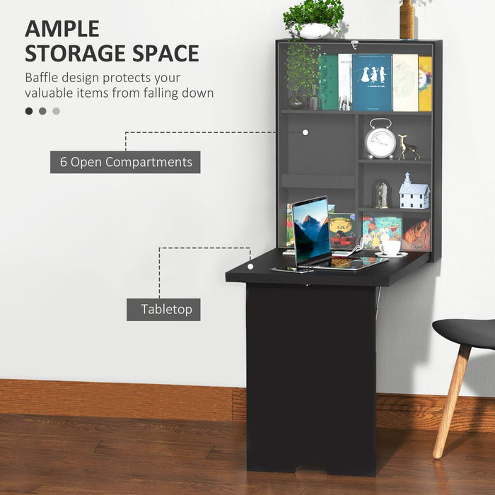 Folding Wall-Mounted Drop-Leaf Table - Multifunction Black - Quality Guaranteed