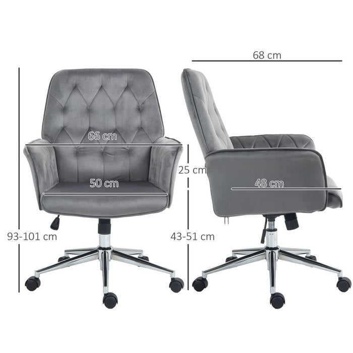 Vinsetto Swivel Computer Chair - Armrests, Tufted, Modern Style - Dark Grey - Home Office Furniture