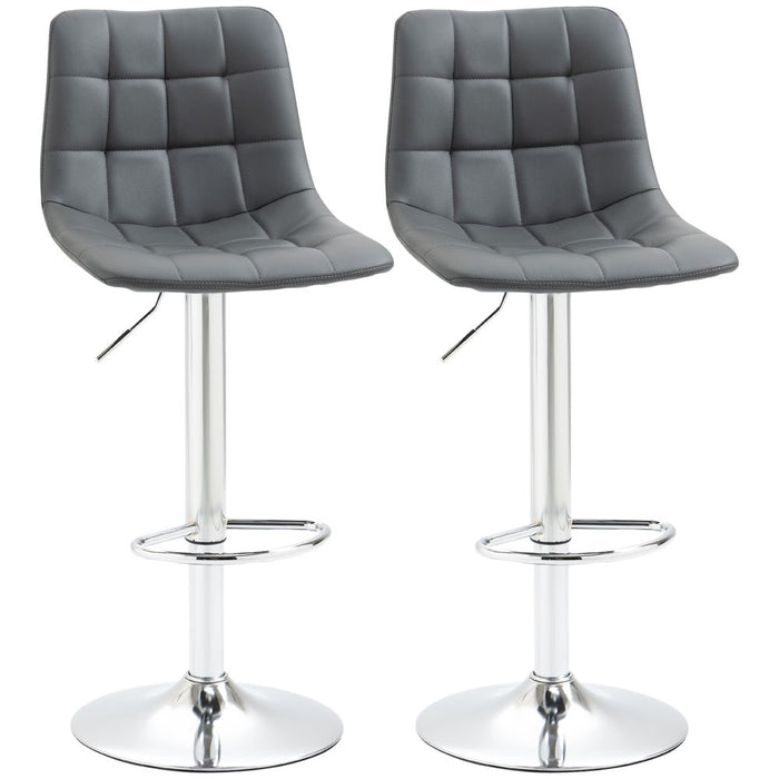 Premium Grey Swivel Stools - Set of 2, Adjustable Height, Comfortable Footrest