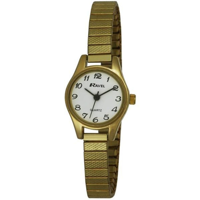 Stunning Ravel Ladies Cocktail Watch - Gold & White Dial, Expander Bracelet