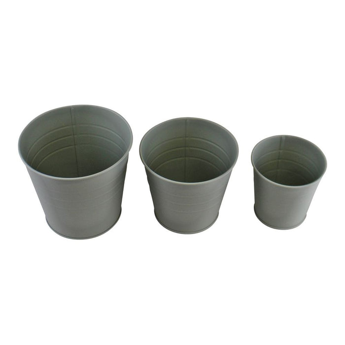 3 Round Metal Planters, Green - High-Quality, 100% Zinc - Perfect for Any Garden!