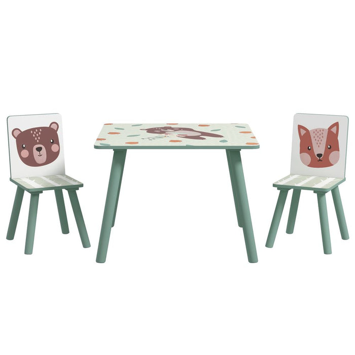 ZONEKIZ Kids Table and Chairs, Children Desk with 2 Chairs, Green